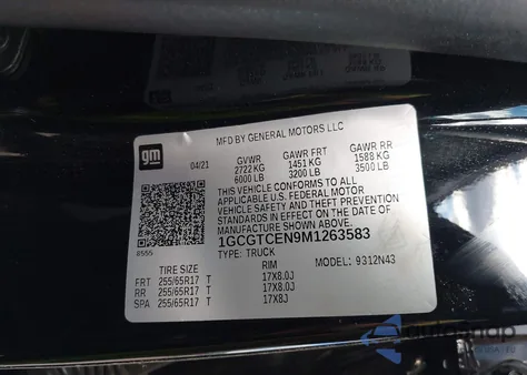 2021 Chevrolet Colorado 4Wd Short Box Lt from USA, damaged, VIN 1GCGTCEN9M1263583